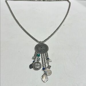 Silver Charm Necklace with Beads